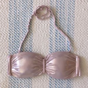 Pink Iridescent Bandeau Bikini Top with Removable Halter Straps